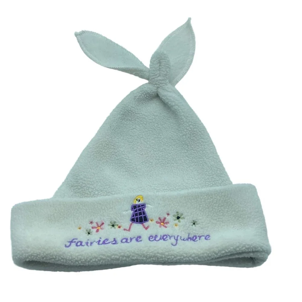 Child Floral Fairies Are Everywhere White Winter Cap Beanie Hat OS‎